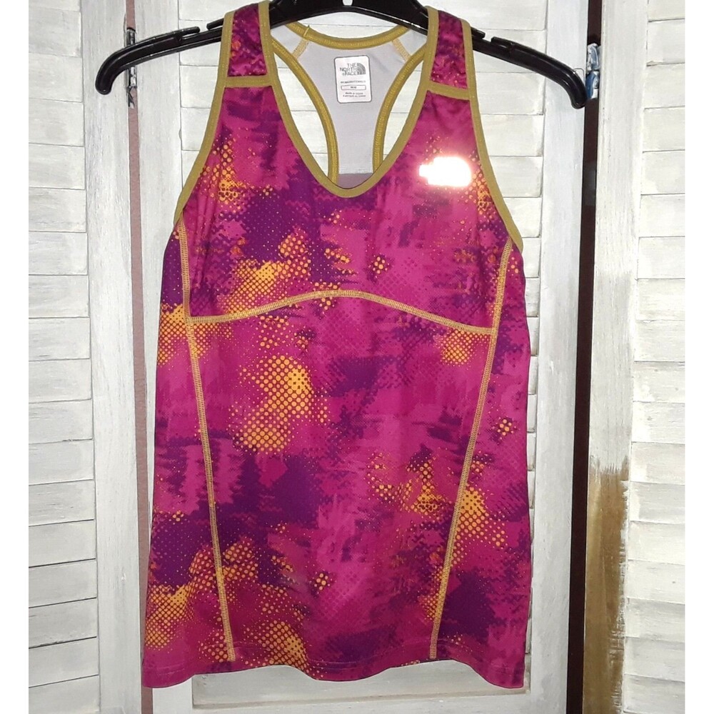 The North Face Women’s Yoga Top Size Med Y-Tank Built In Bra Stretch Orange